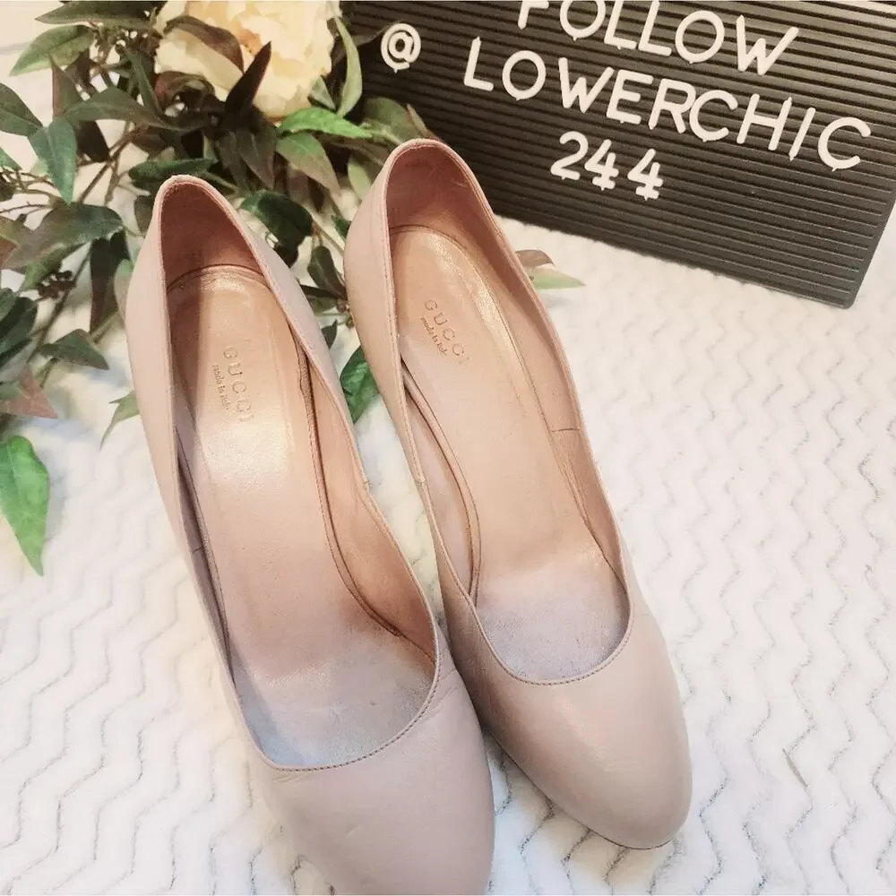 GUCCI BEIGE LEATHER PUMP SIZE 40 WITH BOX & DUSTBAG